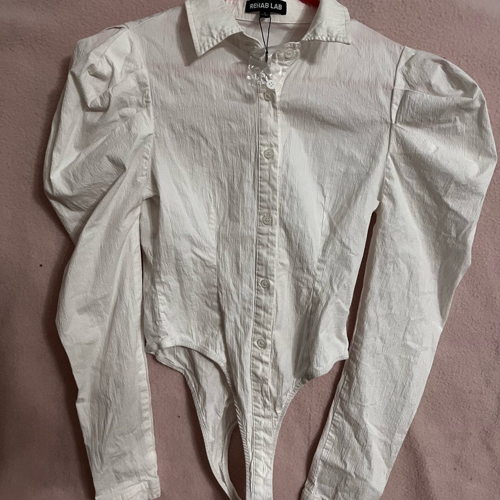 Rehab White Button-Up Bodysuit